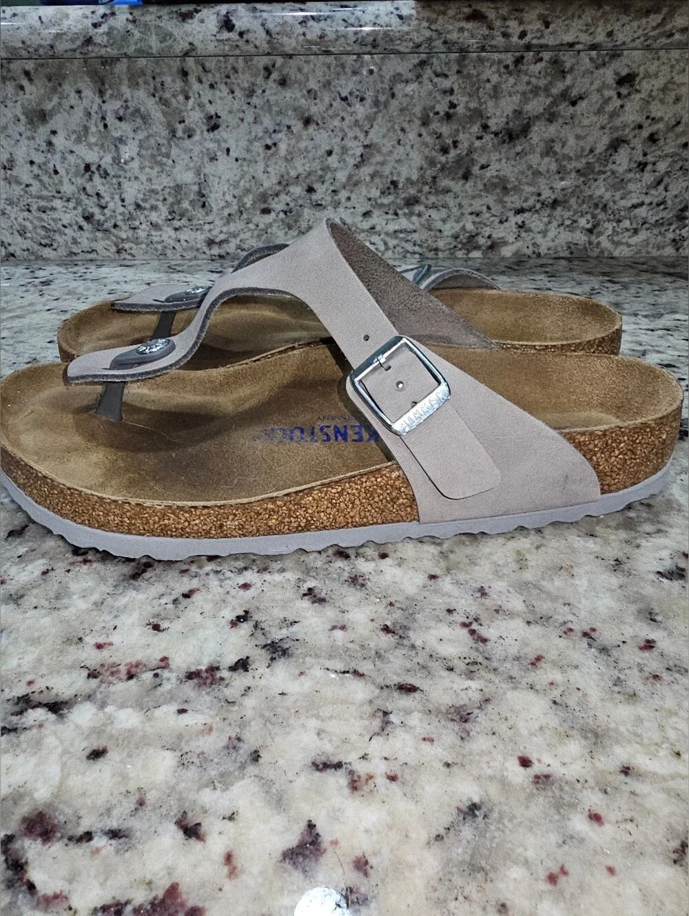Birkenstock Thong Sandals Gray Nubuck Leather 9/40